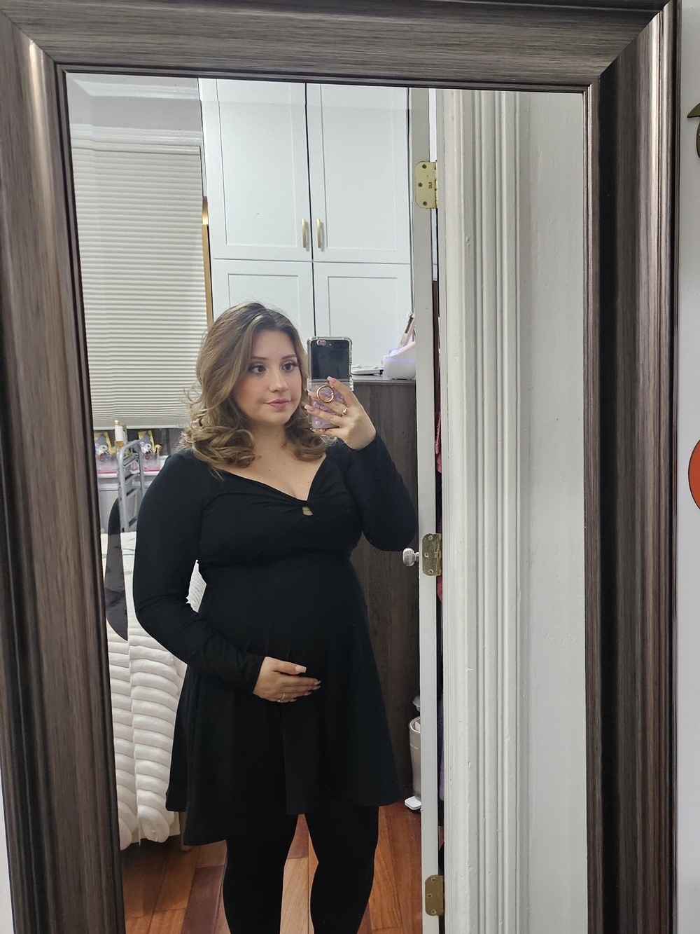 Black Long-Sleeve Fit & Flare Dress